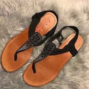 Strapped rhinestone sandals